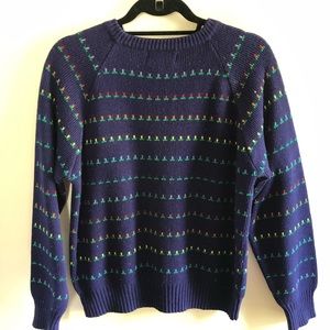 Cute “dad” sweater - navy with colorful tulips - L